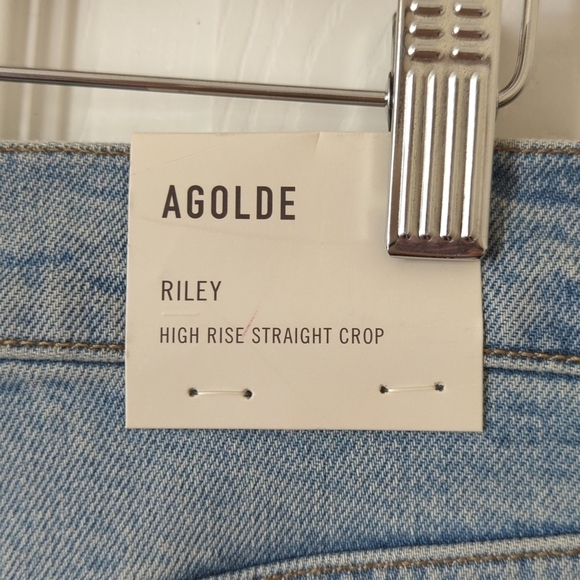 Agolde Riley Bitter High Rise Straight Leg Cropped Button Fly Jeans 32 - Picture 14 of 16